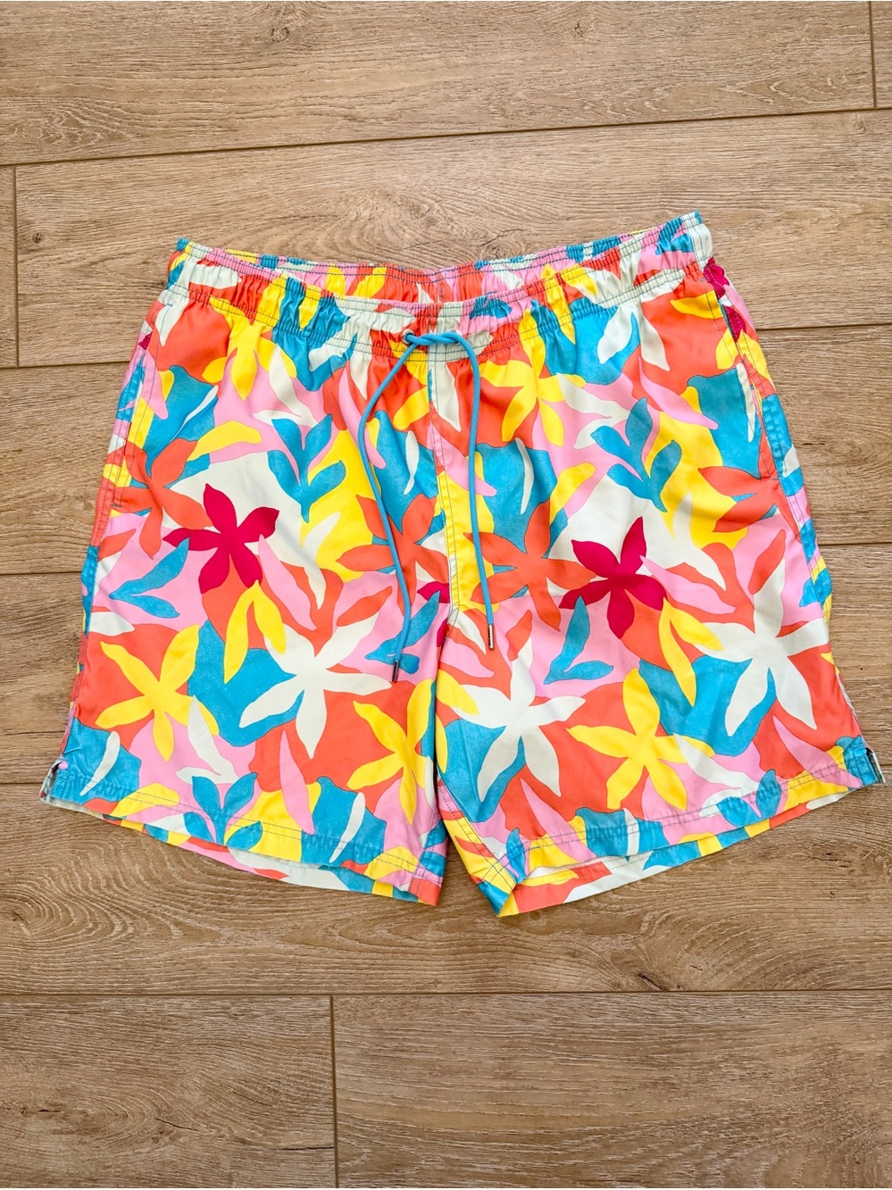 Lands' End Floral Print Volley Swim Trunk‎ Mens XL Tropical Colorful Vacation